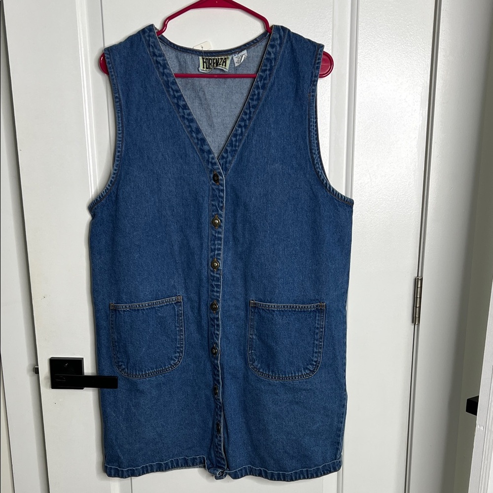 Vintage Denim Blue Sleeveless Dress - Picture 2 of 3